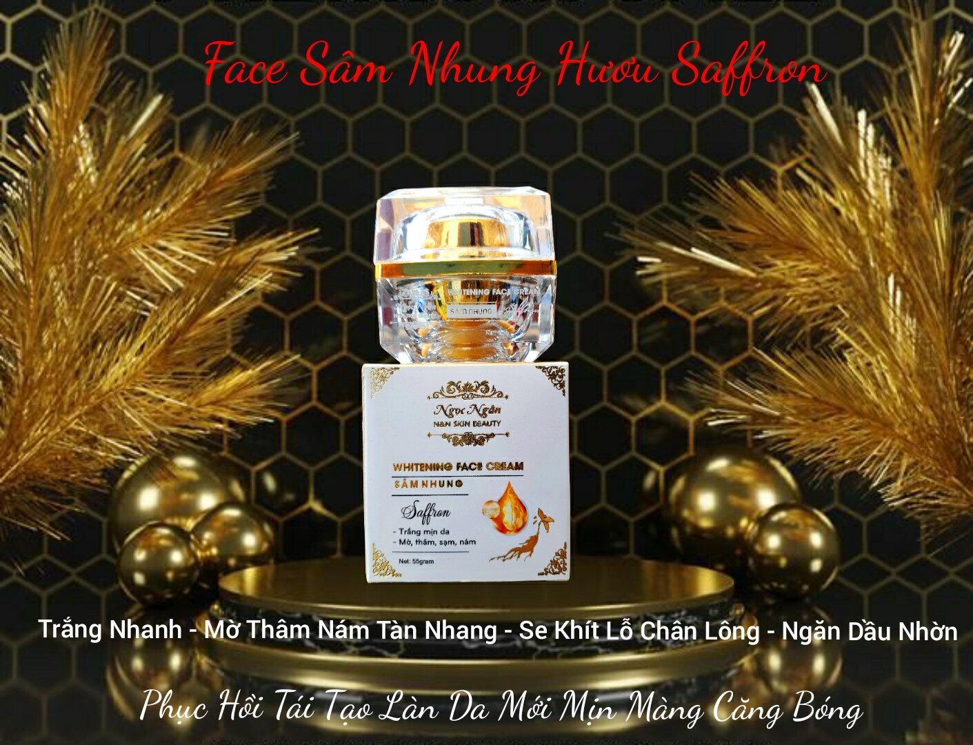 Face ream sâm nhung hươu mix saffron cao cấp mẫu mới