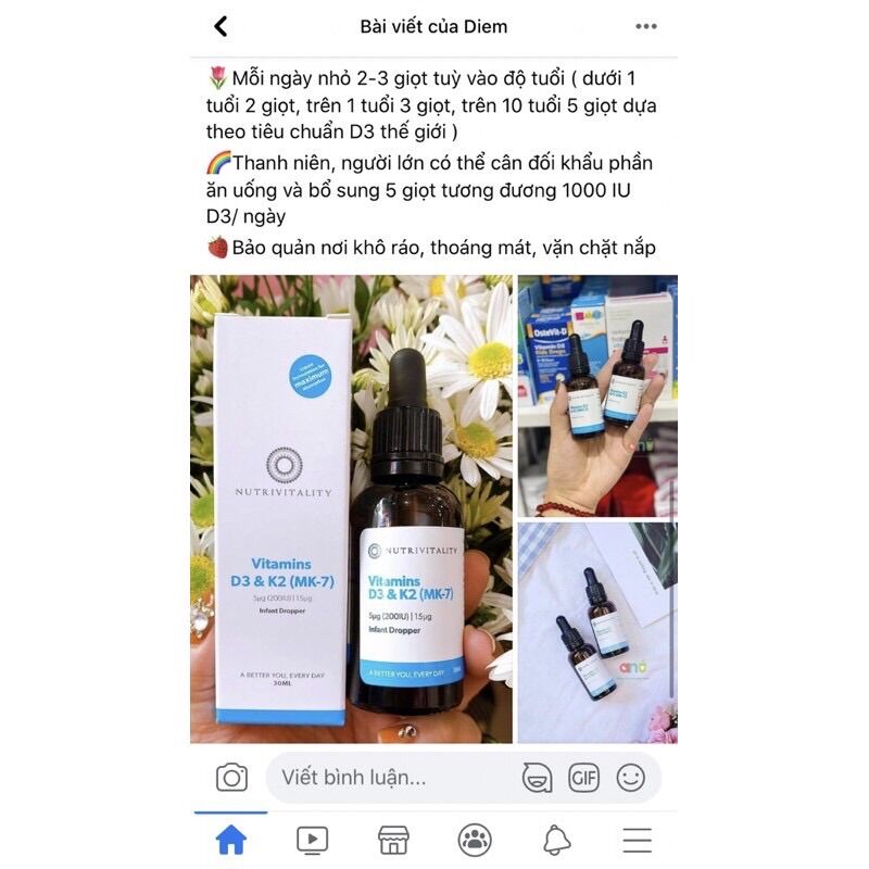 D3k2 Mk7 Nutrivitality Anh Quốc 30ml