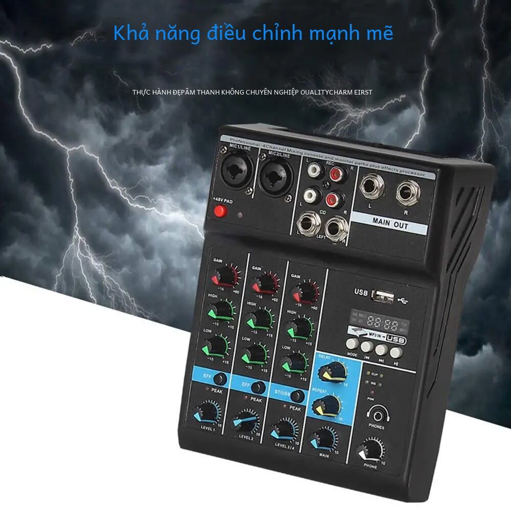 Senmi F-4a 4 Kênh Âm Thanh Chuyên Nghiệp Phối Tay Cầm Mini Dj Trộn Tay Cầm Cho Podcast Karaoke Phát Trực Tiếp