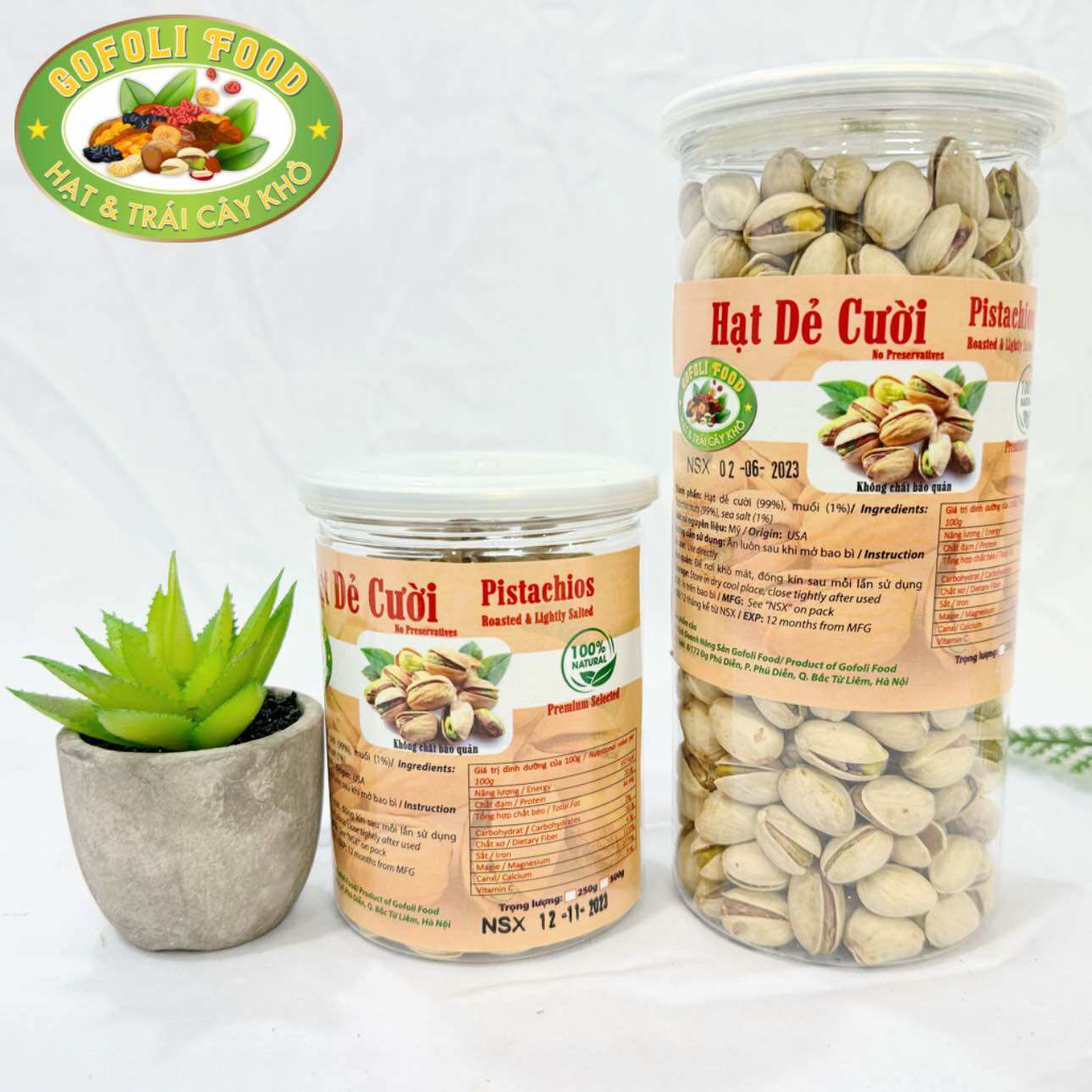Hạt dẻ cười Mỹ không tẩy 250g, loại 1, giòn, ngon, thơm, không đắng, lép, mốc/ Roasted USA Pistachio Nuts, excellent quality, delicious and healthy
