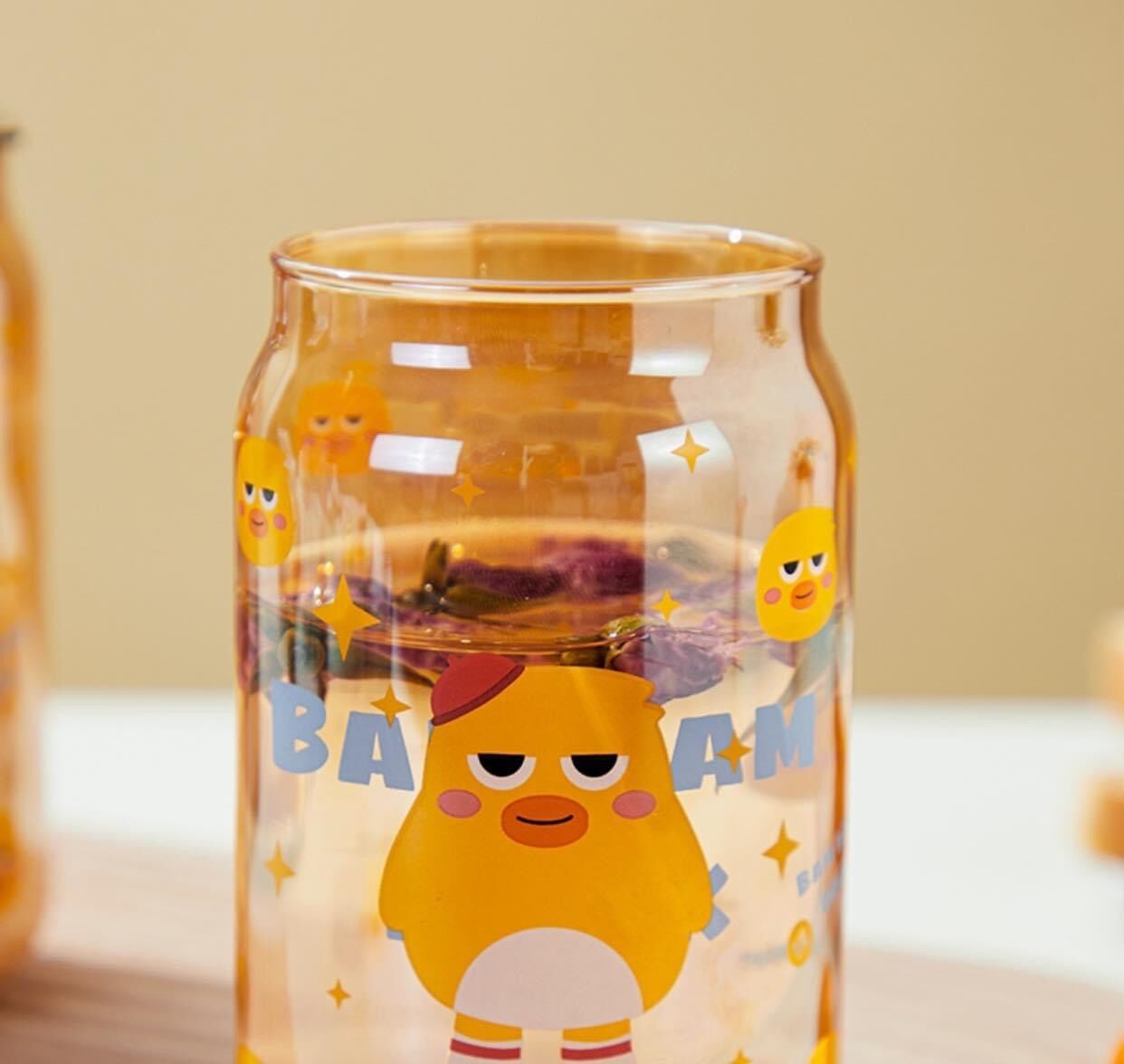 Ly thủy tinh có nắp kèm ống hút