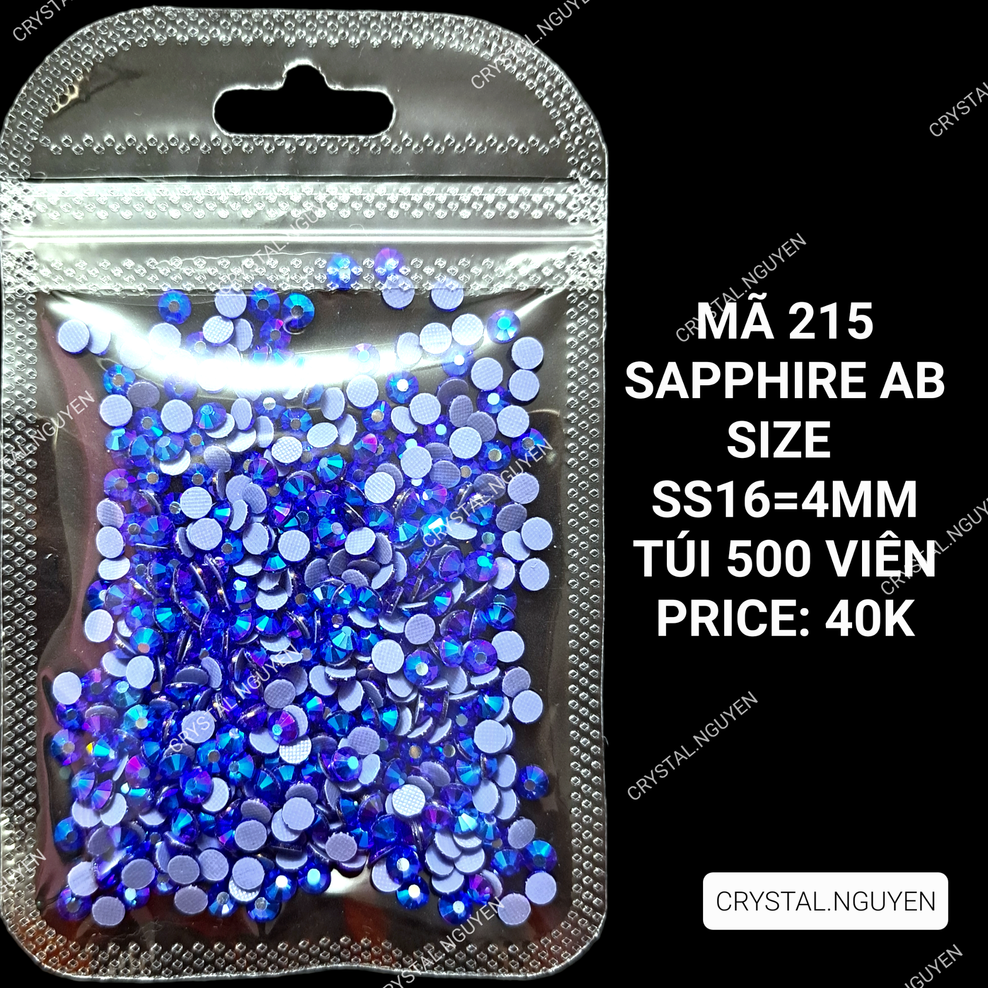 MÃ 215 SAPPHIRE AB- ĐÁ NAIL KHAY - ĐÁ TÚI MIX SIZE- ĐÁ LẺ SIZE