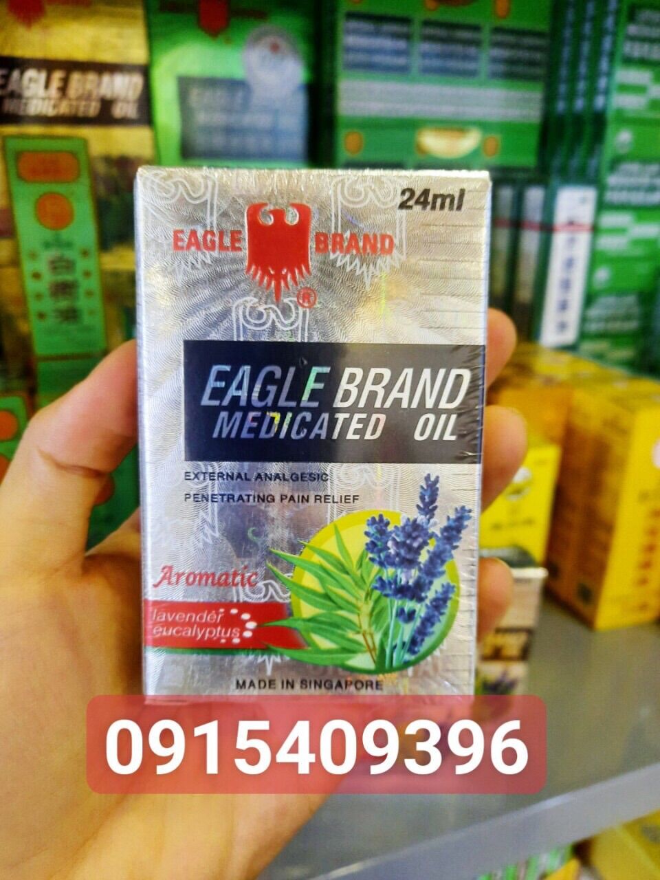 Dầu gió con ó trắng lavender hãng eagle brand 24ml singapore
