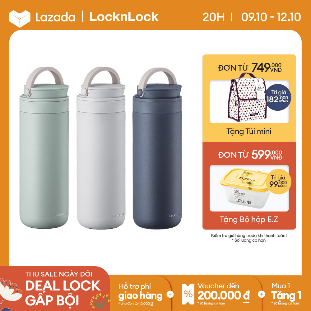 Bình giữ nhiệt Lock&Lock Metro Two Way 475ml - LHC4274 (3 màu)- Có quai cầm - giữ nhiệt 8 tiếng - miệng rộng dễ bỏ đá/lau chùi