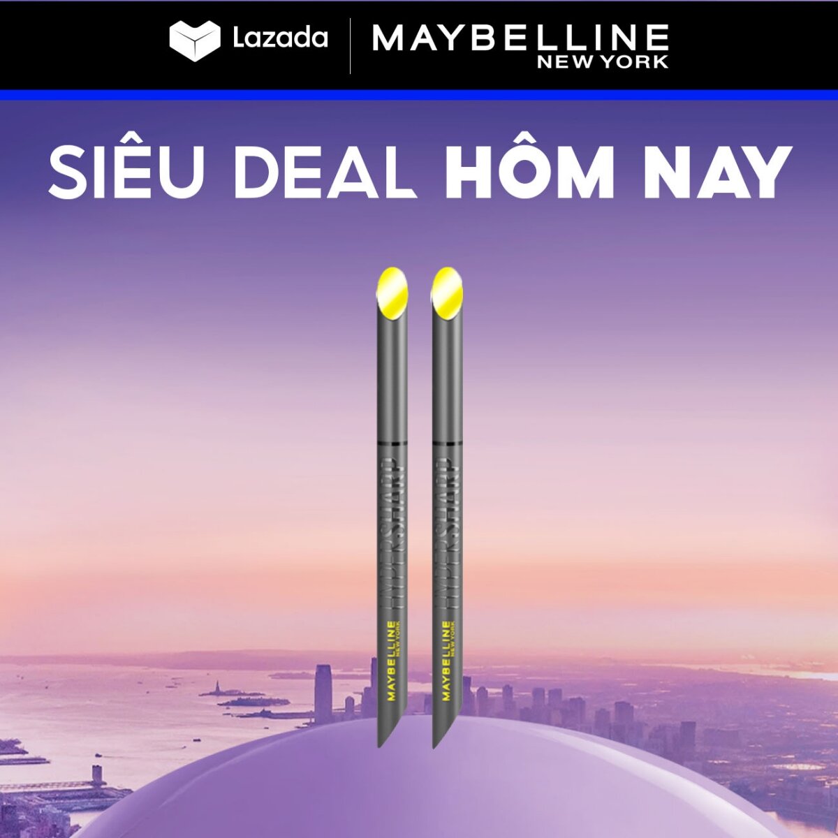 Bộ đôi bút kẻ mắt nước siêu sắc mảnh không lem, trôi Hyper Sharp Maybelline New York