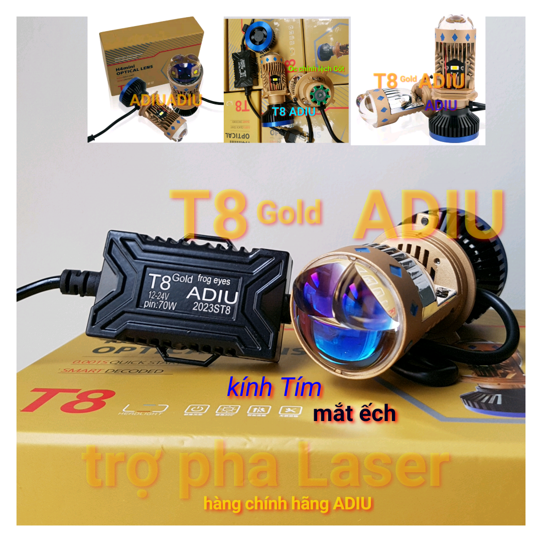 Bi mini ADIU và T8 laser 70W Matrix Led chân H4 bản mới năm 2023 sáng rộng
