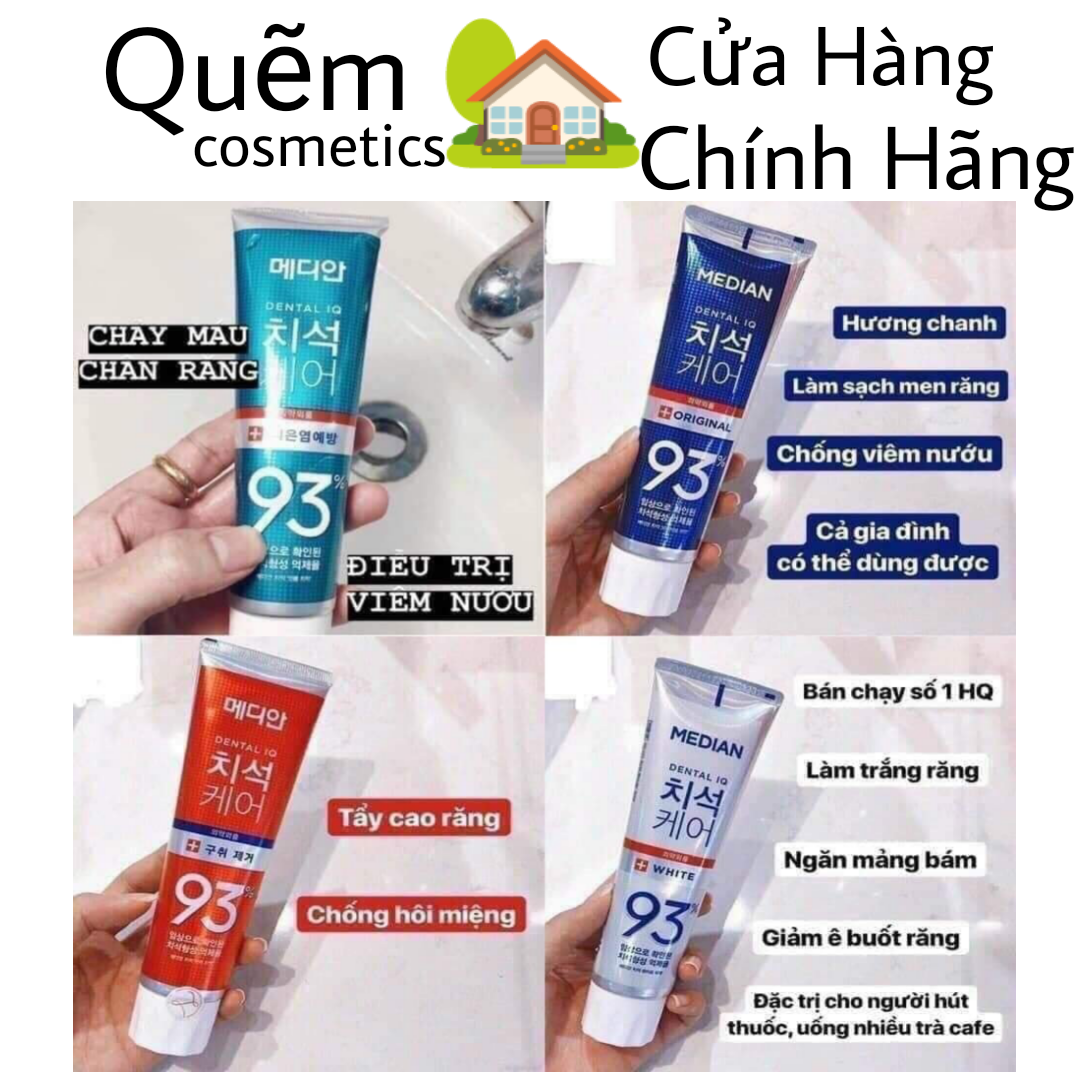 Combo 4 chai kem đánh răng Median 93% ( Hàn Quốc)120g ( Tặng bàn chải)