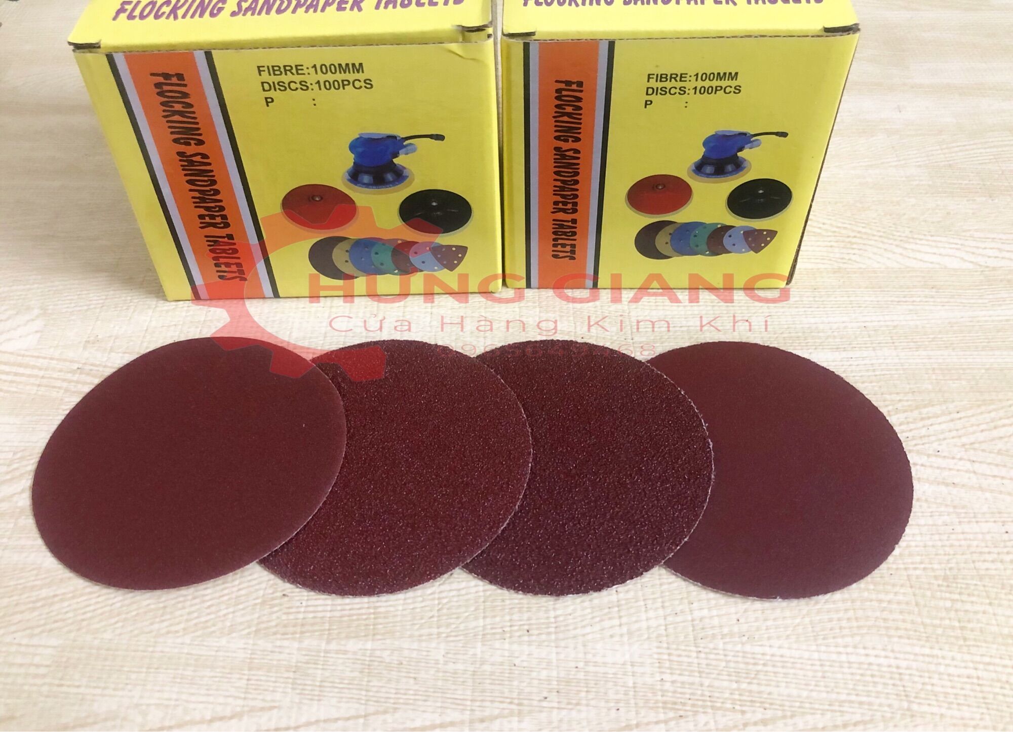 Giấy nhám tròn nhám dính chà gỗ phi 100 đủ số