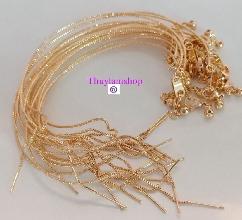 Vòng tay lõi chỉ vàng có đầu kim xỏ hạt xâu hạt đá, hạt ngọc trai cao cấp bền đẹp