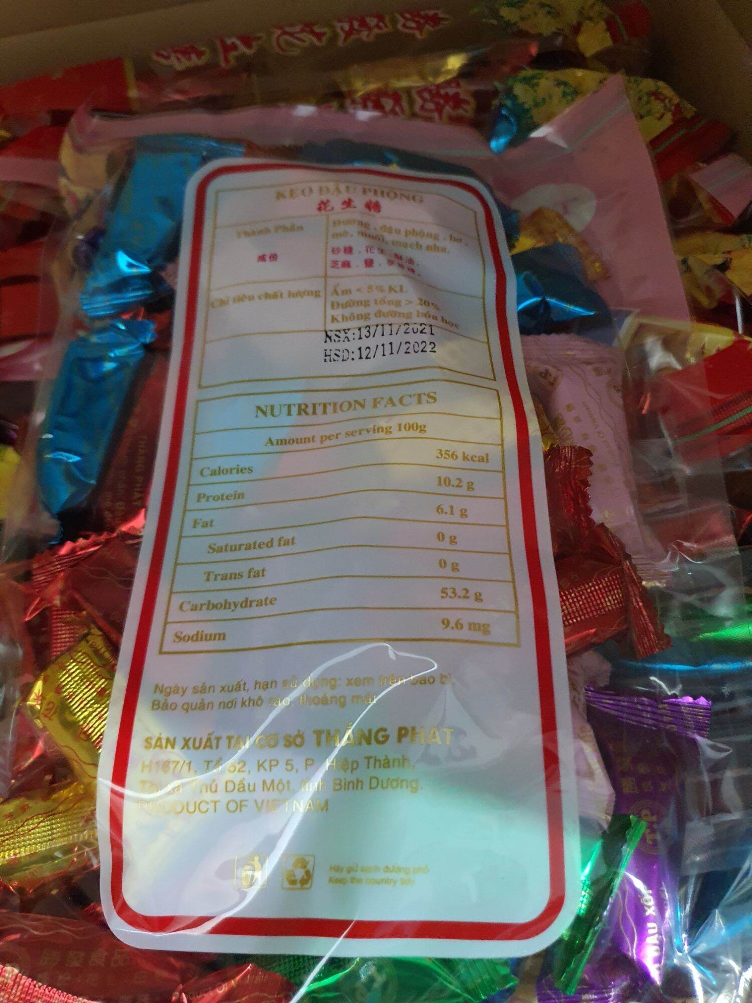 Kẹo Bơ Đậu Phộng Đủ Màu Đủ Vị 500G