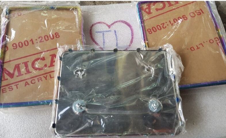 Khung biển số wave - Dr - WS titan - inox(chọn bộ 3 món) (loại tốt)