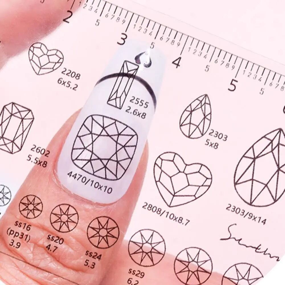 Thước đo form móng úp , thước đo móng , đo kích thước đá charm chuẩn size