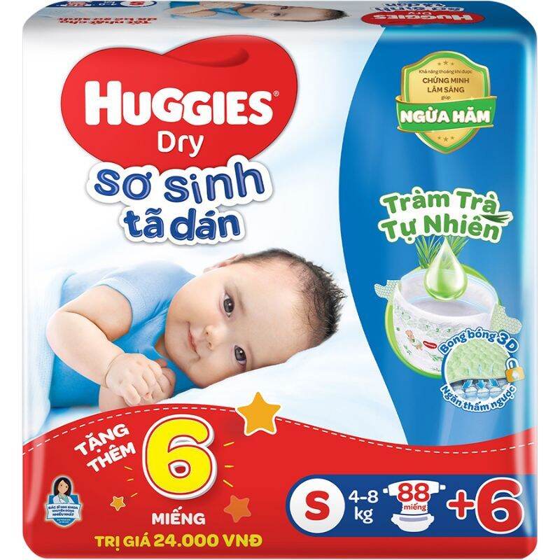Tã dán sơ sinh Huggies S80