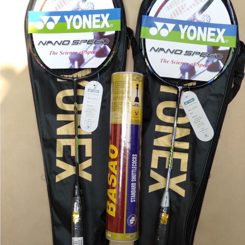 Bộ 2 Vợt cầu lông Yonex cước tập luyện kèm 1 hộp cầu ba sao -10quả