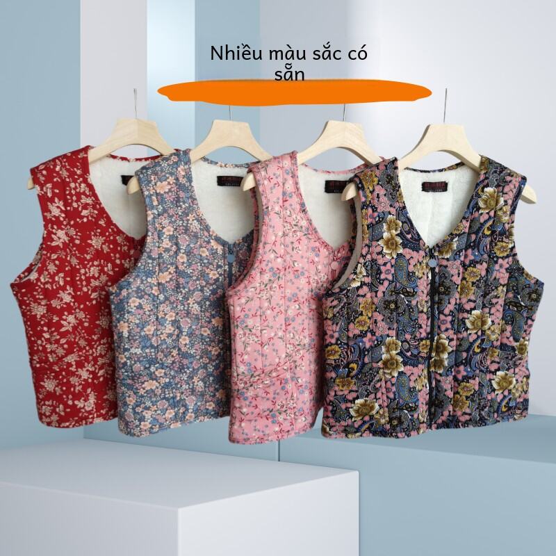 Áo Vest Lót Lông Cừu Cotton Ôm Vừa Vặn Cho Nữ Mùa Đông Áo Vest Họa Tiết Hoa Tay Ngắn Thường Ngày Bằng Sợi Lụa