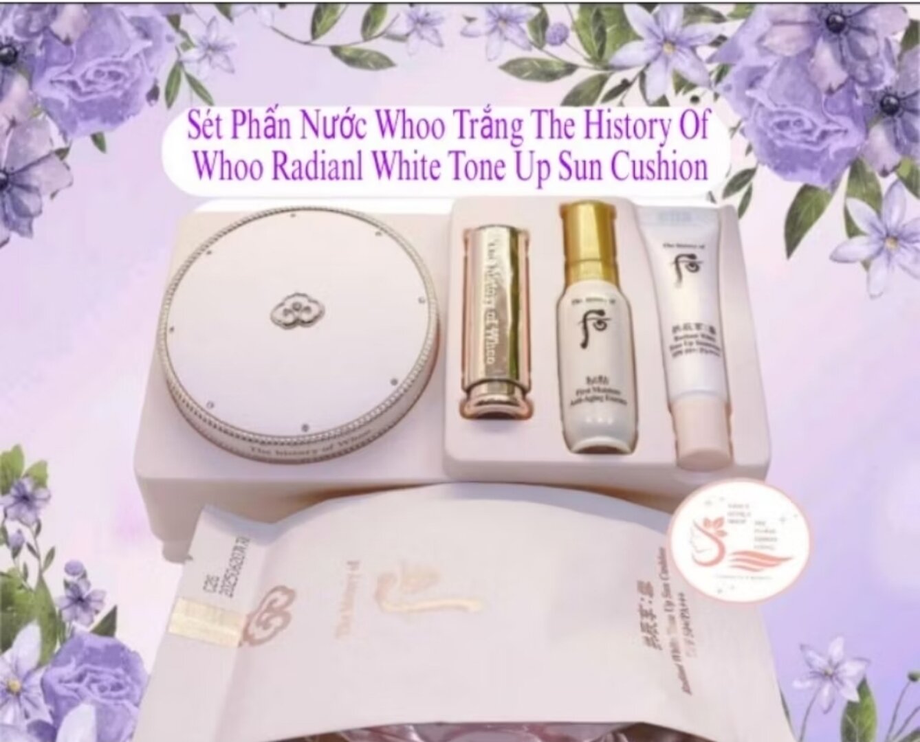 Sét Phấn Nước Whoo Trắng The History Of Whoo Radianl White Tone Up Sun Cushion Spf50+/Pa++++