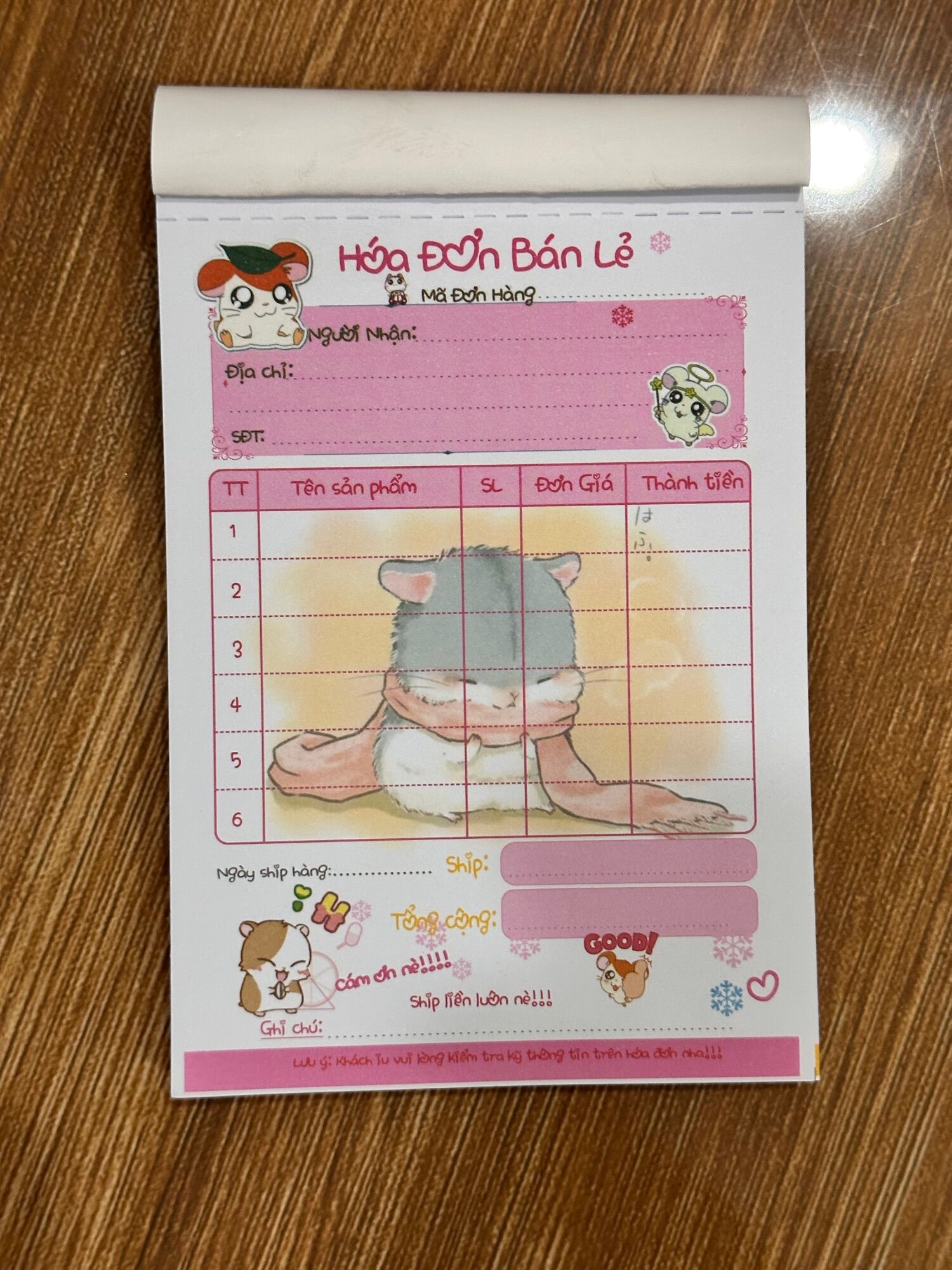Hoá đơn hoạt hình 1 liên khổ A6