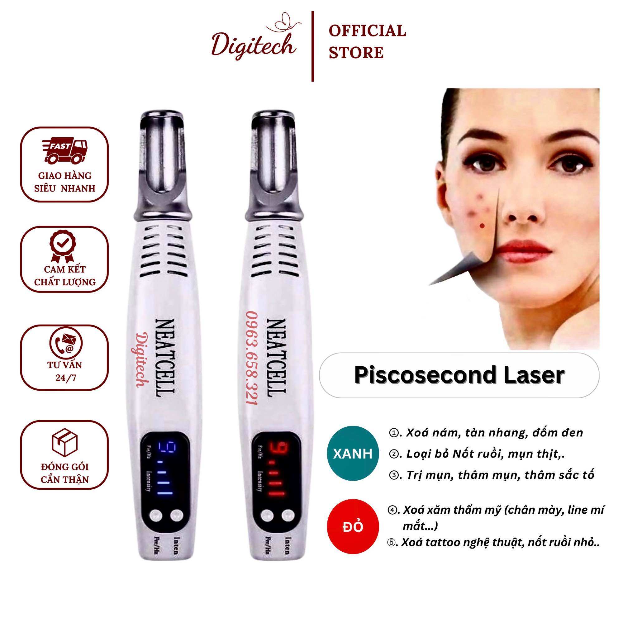 Máy xoá xăm chân mày NEATCELL- Lazer Đỏ