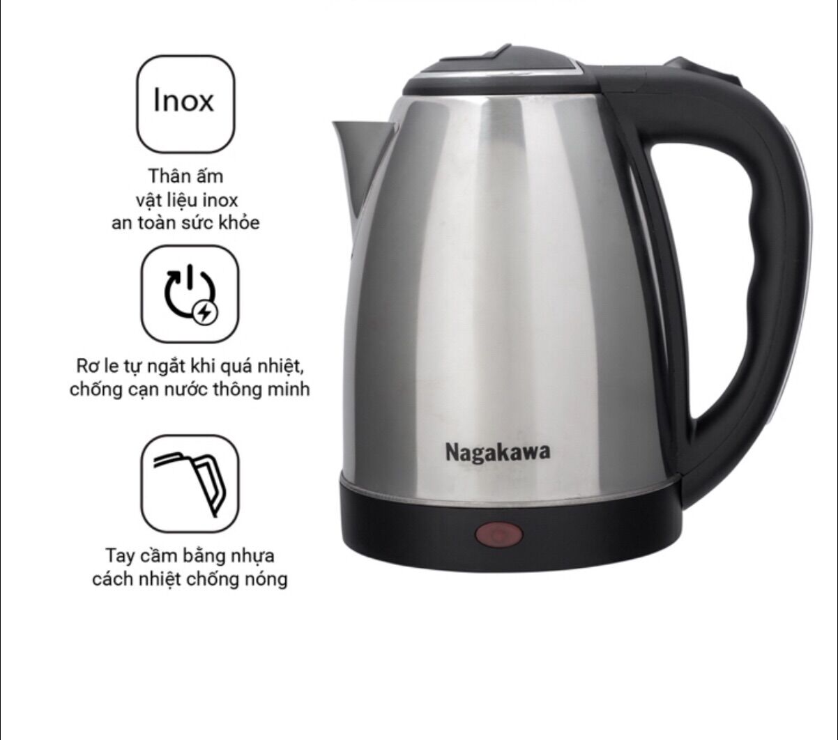 Ấm siêu tốc nagakawa nag0308 1.8 lít - hàng chính hãng