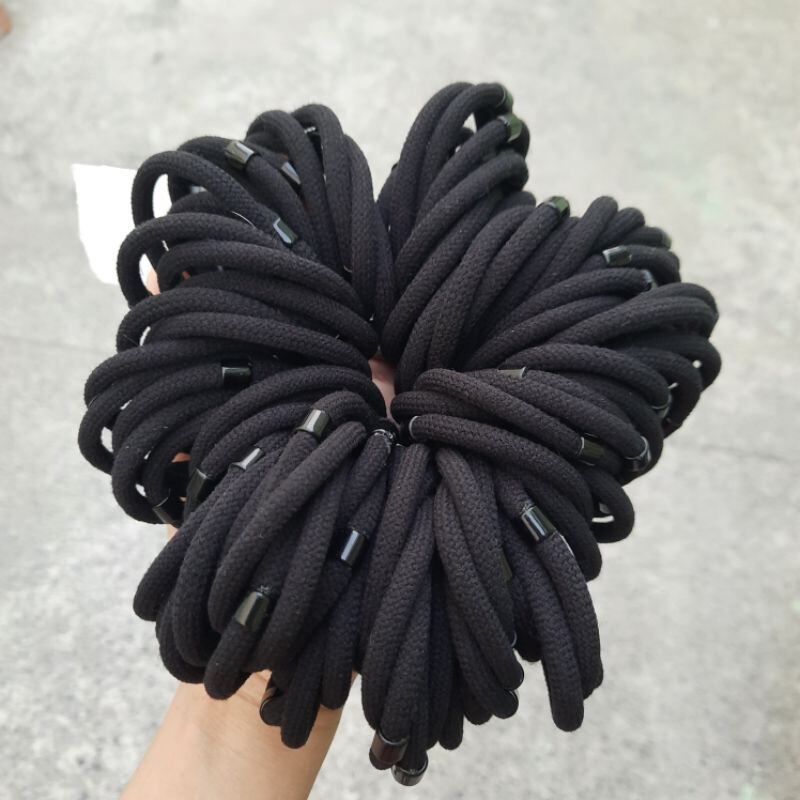 Túi 10 thun cột tóc 1 nút màu đen (5cm)