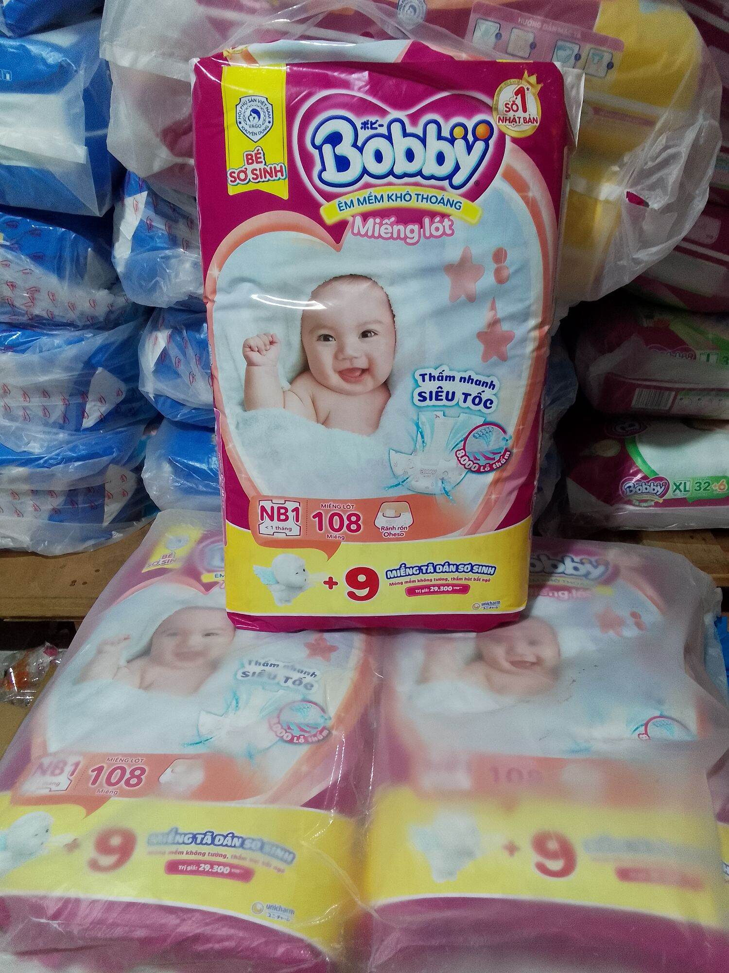 (Tặng thêm 6 miếng) Bobby miếng lót sơ sinh newborn 108