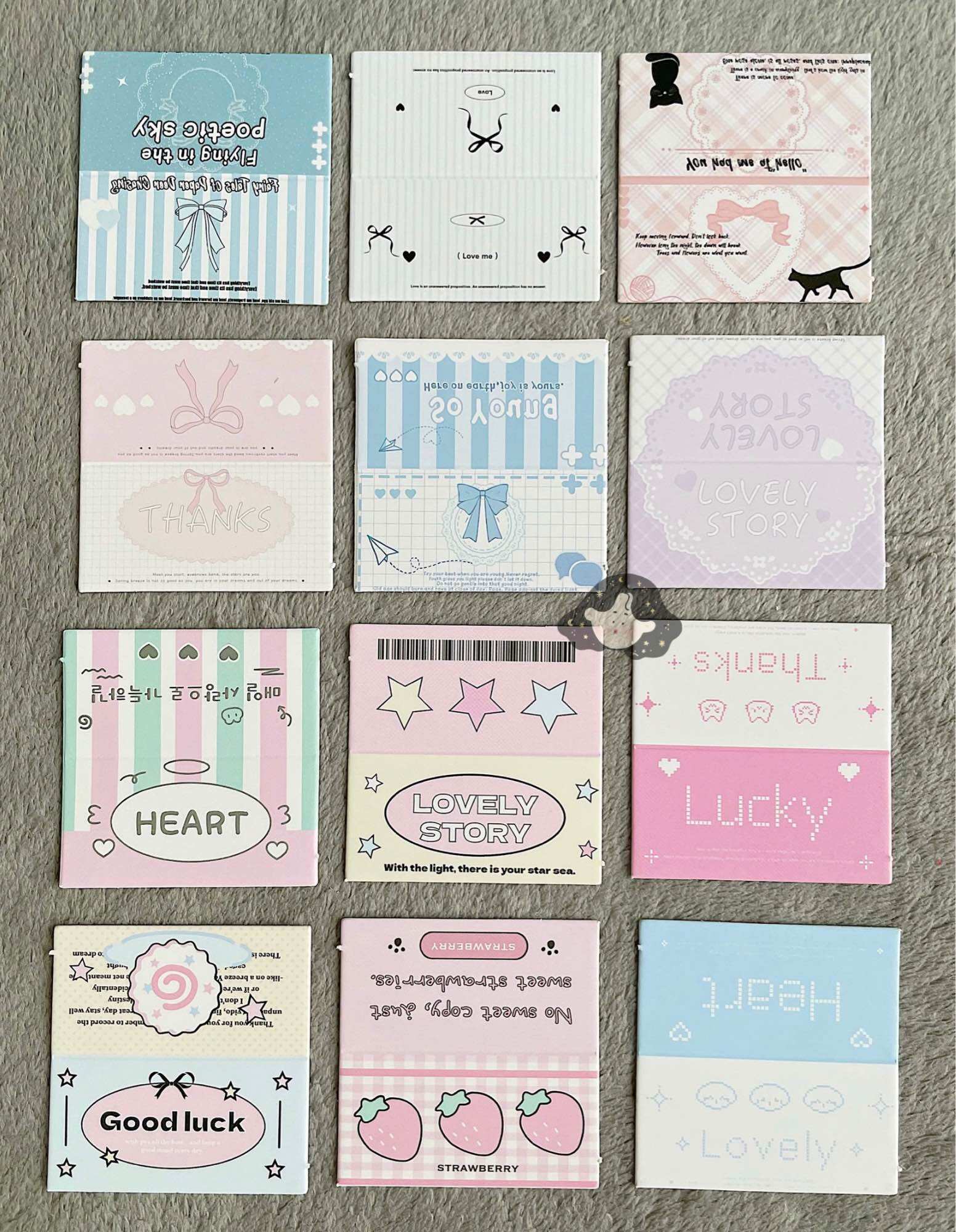 Set Tag Mini Đầu Bìa Bấm Mini Mix Nhiều Mẫu Cartoon Coquette Gói Hàng Gói Card