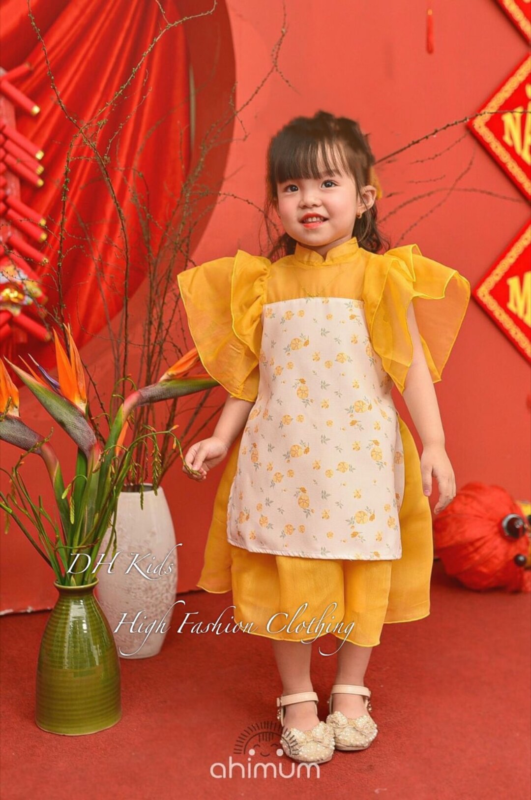 Áo dài cách tân hoa nhí cho bé 8-26kg