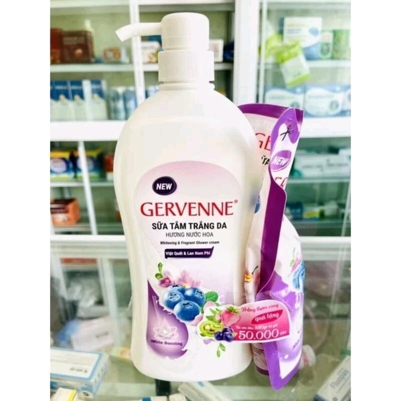 Sữa tắm Gervenne trắng da 900g tặng bịch 450g