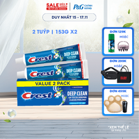 Hộp 2 Kem Đánh Răng CREST Nhập Khẩu Mỹ Làm Sạch Sâu Răng Trắng Sáng Complete Whitening + Deep Clean Tuýp 2x153g