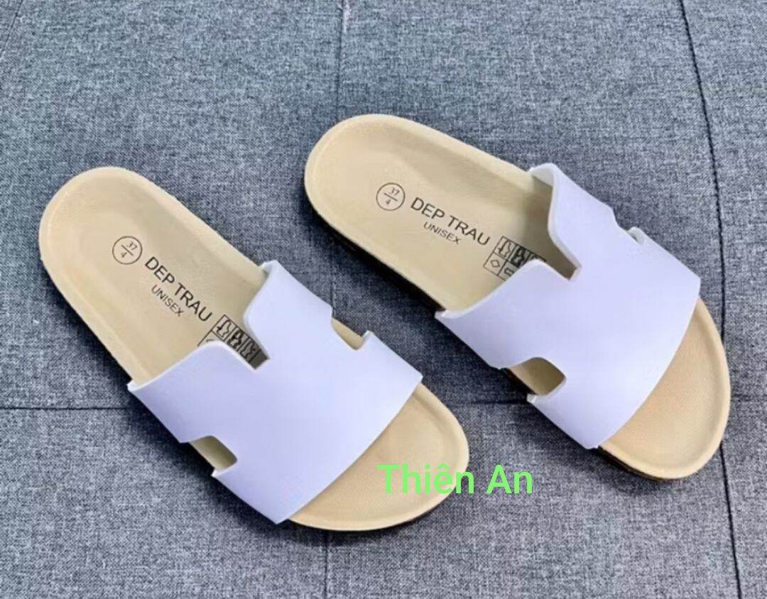 dép Đế trấu quai chử K giả da/dép trấu nam nữ
