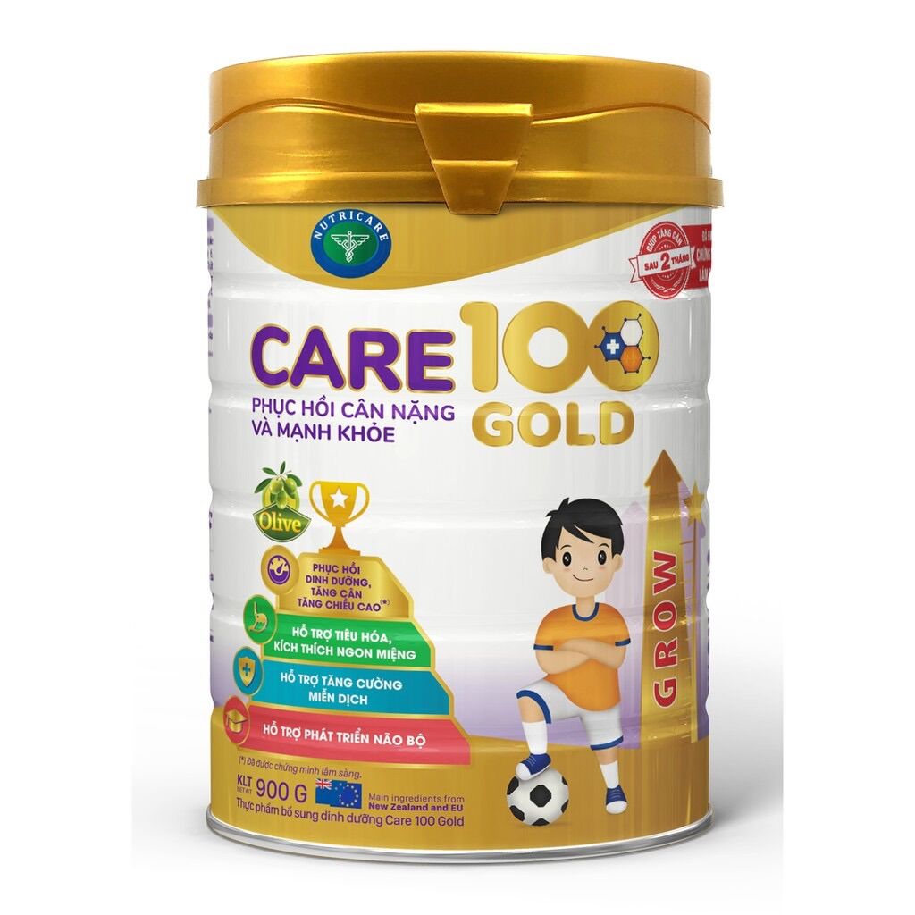 Sữa bột Care 100 Gold 900g - Phục hồi cân nặng và khỏe mạnh