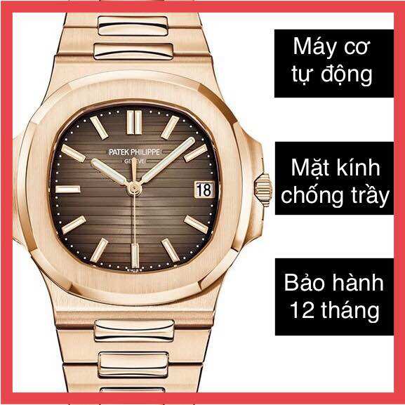 Đồng hồ nam PP Nautilus máy cơ automatic, chống nước 50m, máy cơ Automatic, Bảo hành 1 năm liên tục