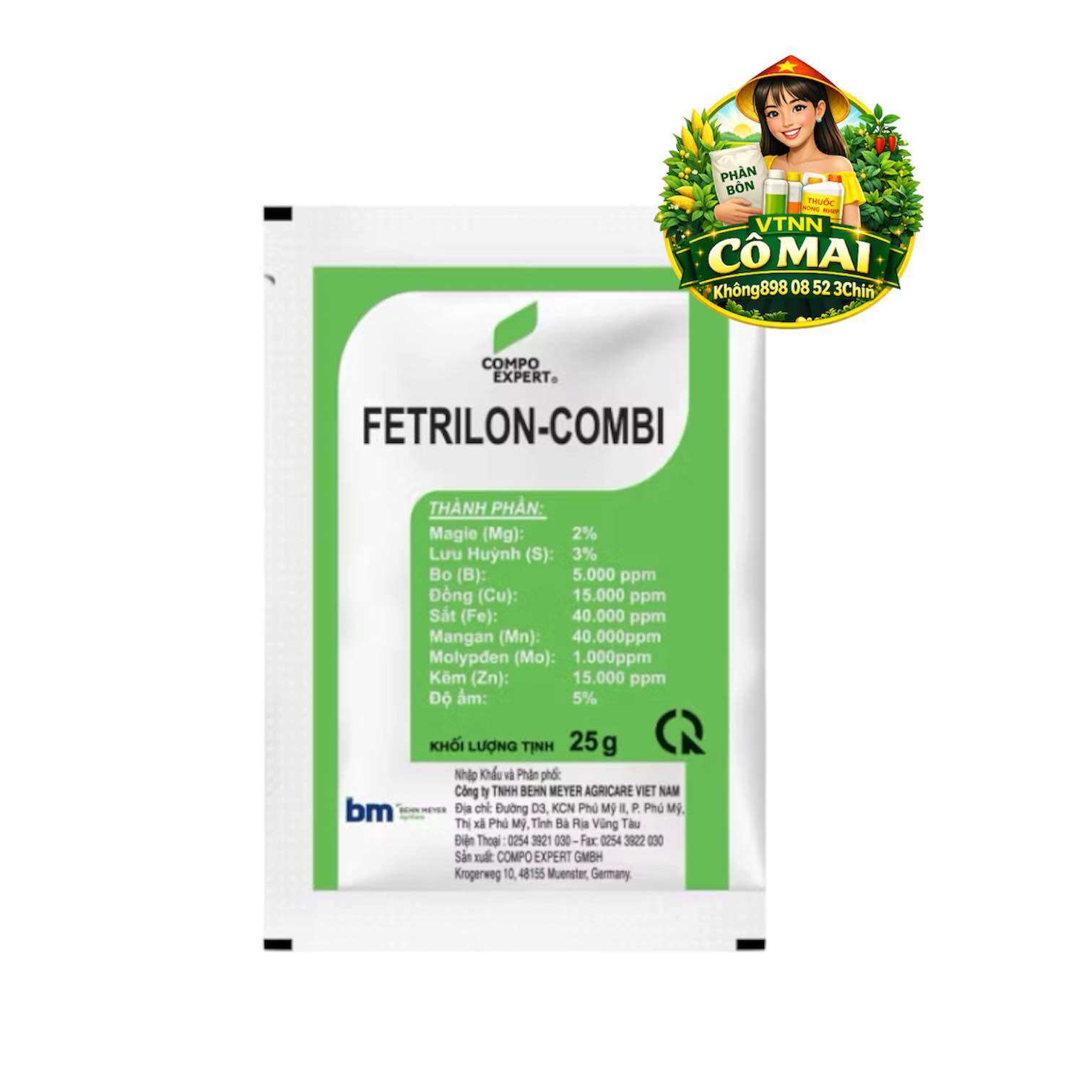 Combo 10 gói FETRILON-COMBI BM ĐỨC Cứng Cây- Xanh lá gói 25g - VTNN Cô Mai