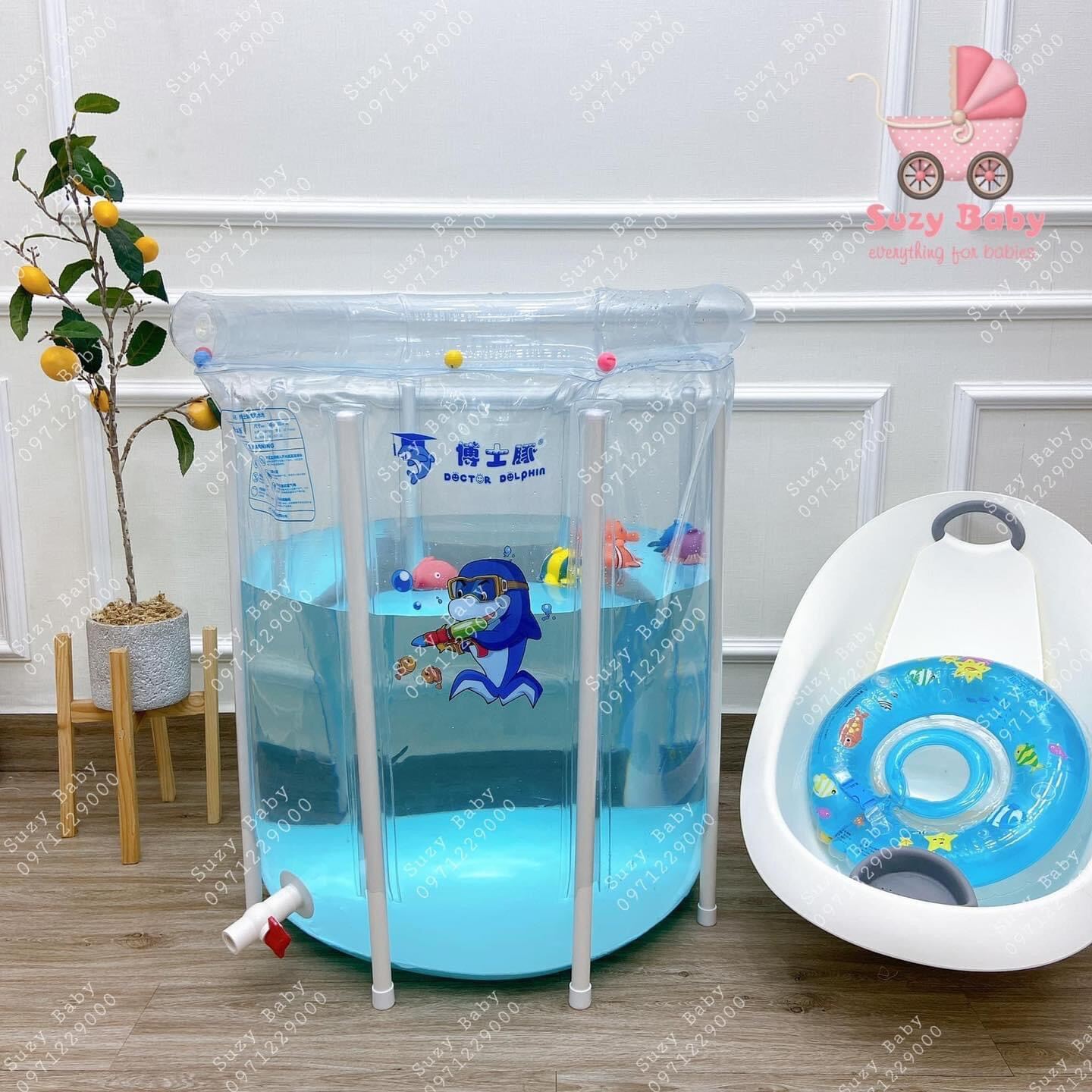 CHÍNH HÃNG Bể bơi cho bé thành cao kèm Doctor Dolphin ĐỦ PHỤ KIỆN CHÍNH