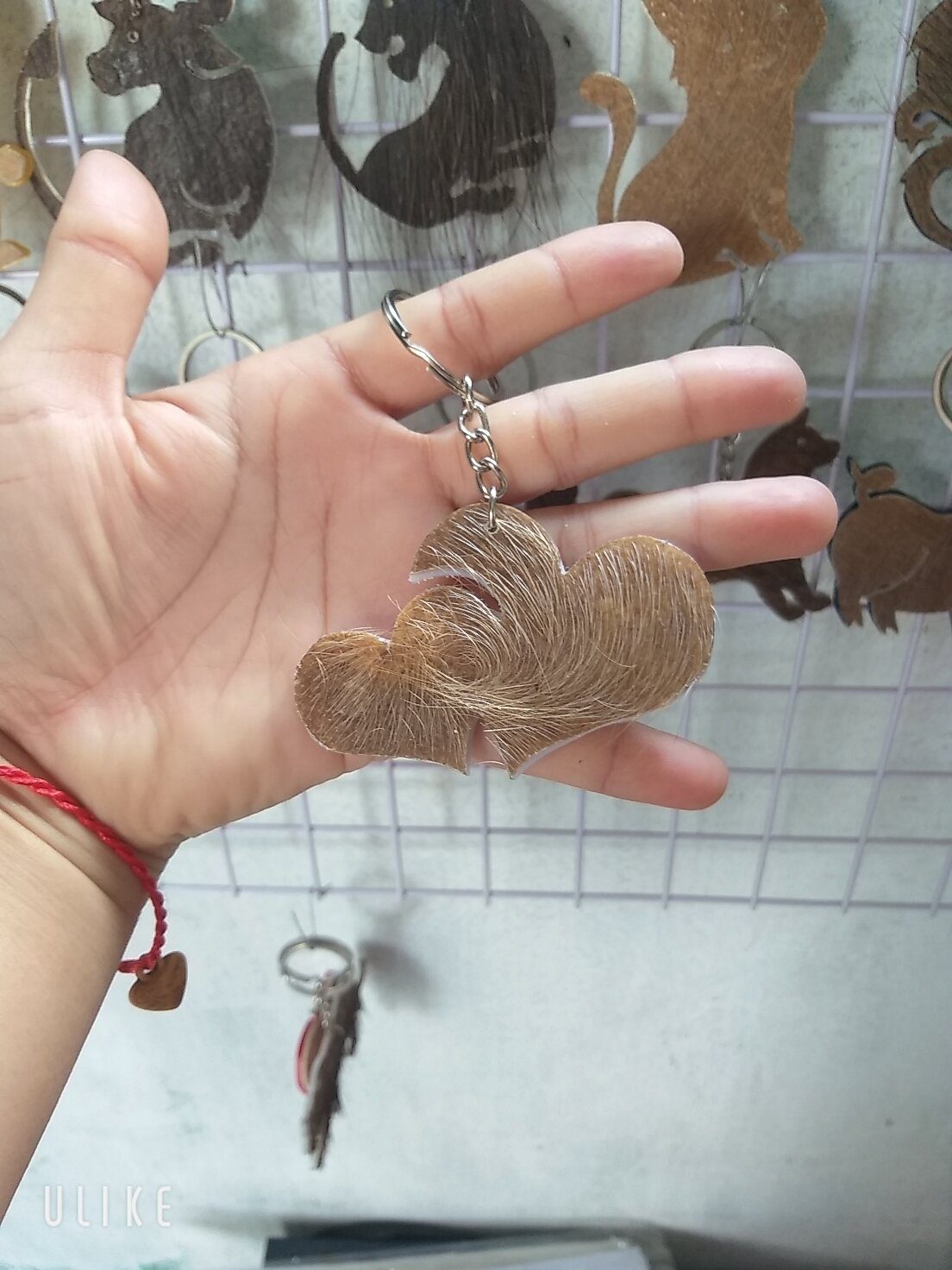 Móc khóa da trâu hình trái tim