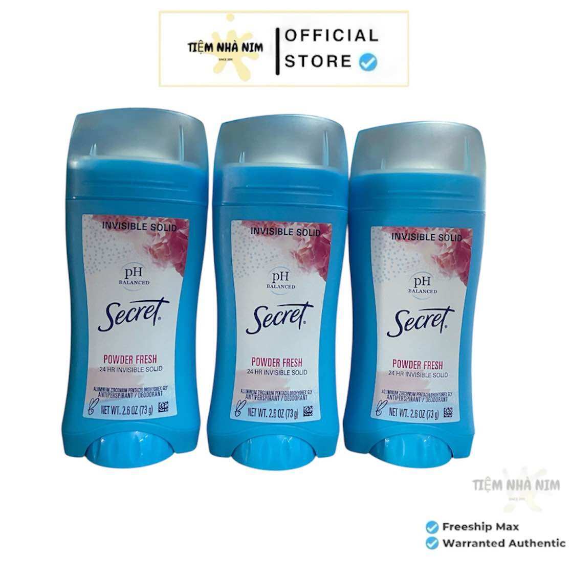 Lăn Sáp Khử Mùi Secret cho phái Nữ Powder Fresh (hàng nhập Mỹ)- Invisible Solid - 73g
