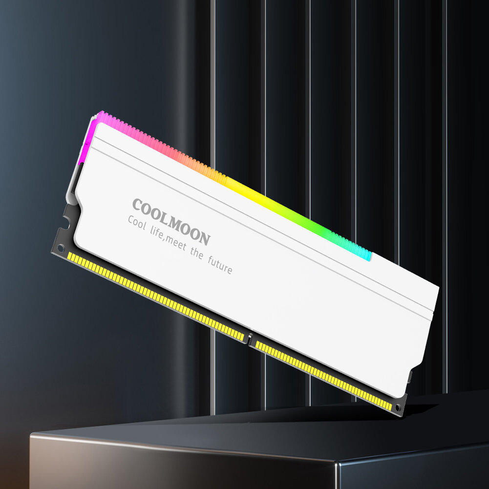 COOLMOON 5V-3PIN ARGB RAM Tản Nhiệt Bộ Nhớ Làm Mát Áo Cho DDR5 DDR4 Với Miếng Silicon Nhiệt Nhôm Bộ Nhớ Tản Nhiệt Giá 293,000 Đồng*Miễn phí vận chuyển