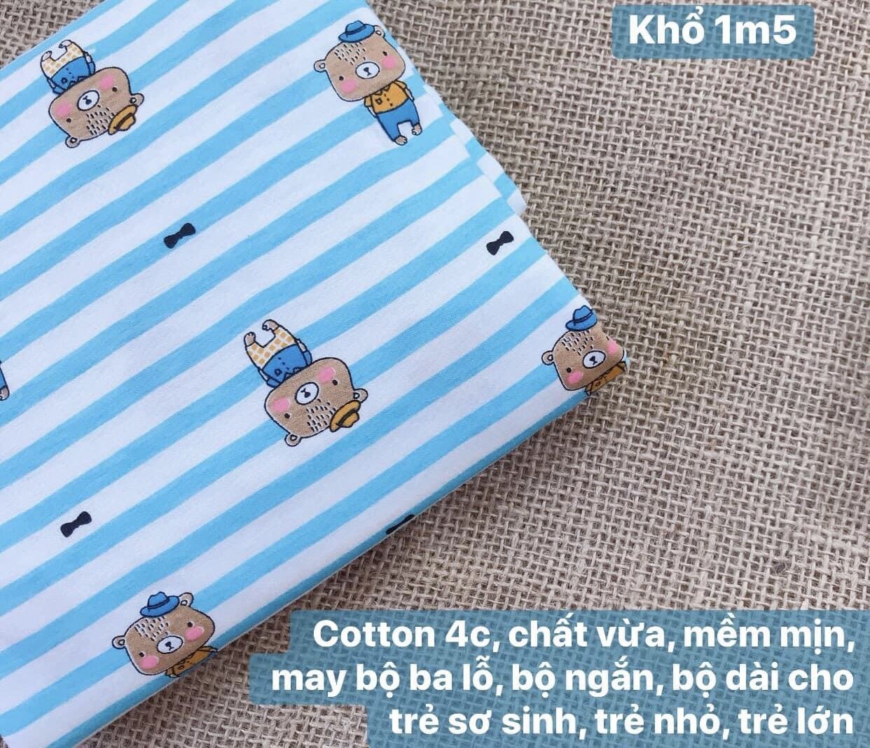 Vải cotton Hàn Quốc may đồ cho bé