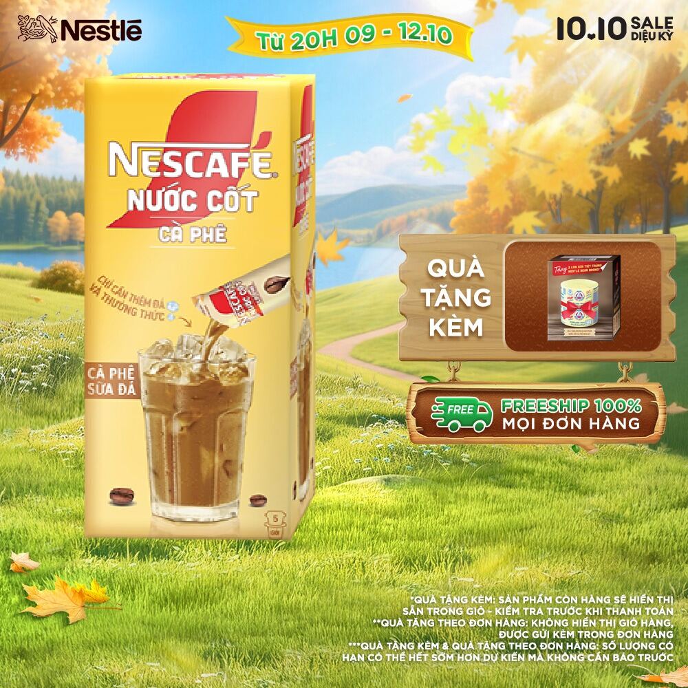 [ƯU ĐÃI THÁNG 10] NESCAFÉ Nước Cốt Cà Phê vị Café Sữa Đá (Hộp 5 Gói)-FUJJI