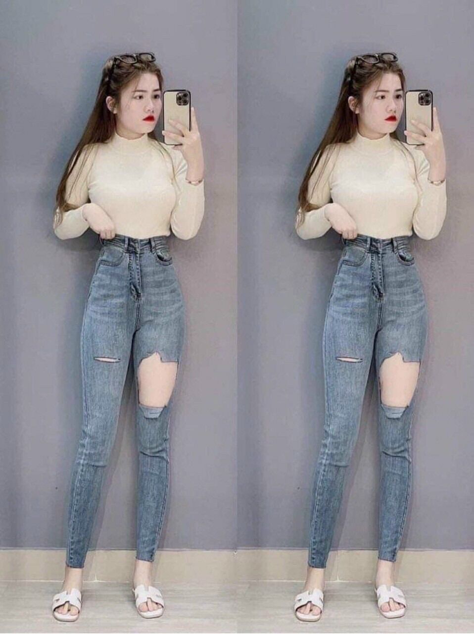 QUẦN JEAN CẠP CAO CO GIÃN TÔN DÁNG