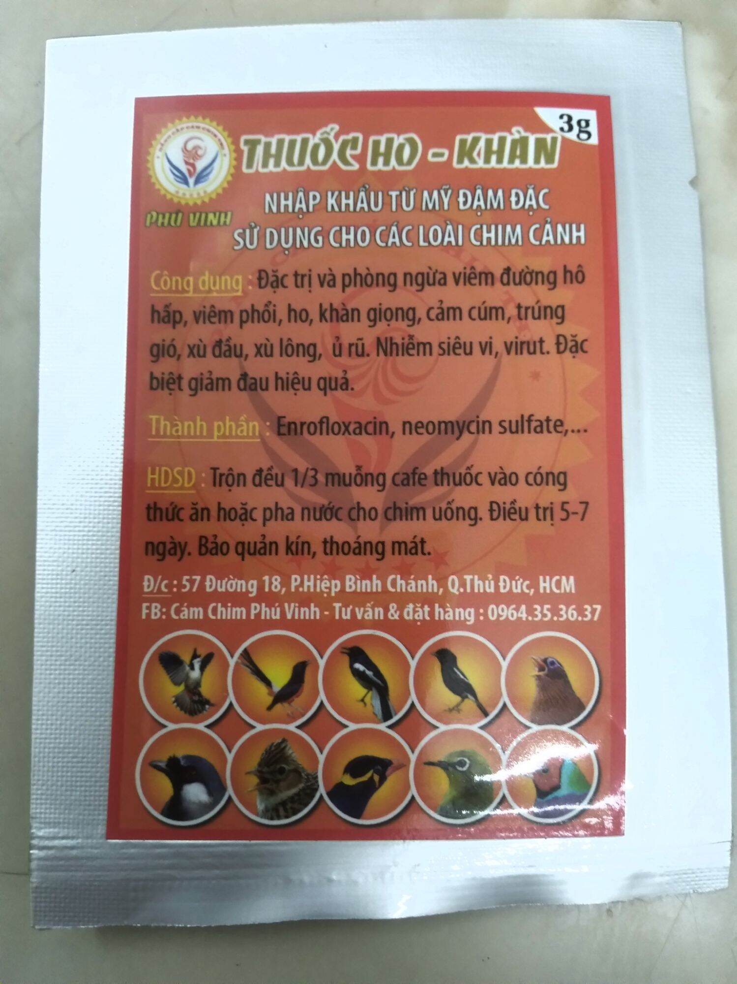 Thuốc ho khàn cho chim cảnh Phú Vinh