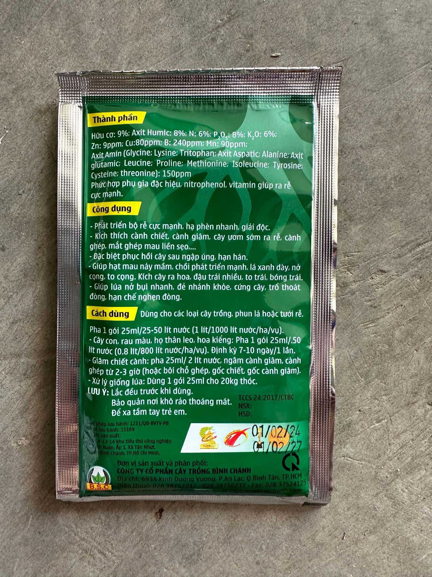 Phân bón lá NPK sinh học ROOTS A9 ( gói 25ml) siêu ra rễ cực mạnh