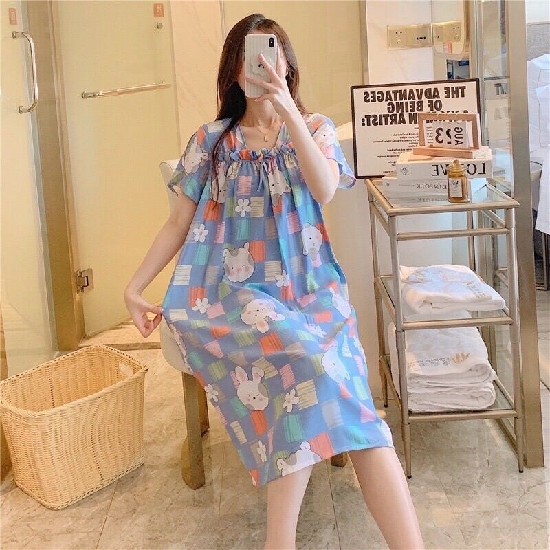 (Mới) Váy mặc nhà, váy bầu lanh lụa cực nhẹ mát, mềm mịn