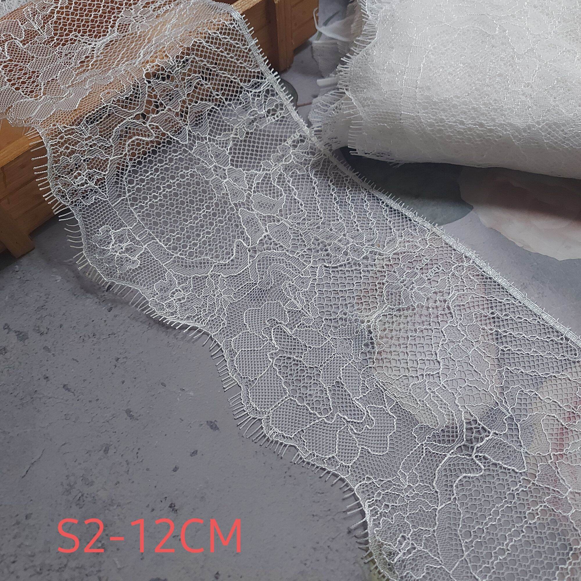 Dây 2 mét8) ren mi lưới ,màu trắng và màu đen ,bản rộng 8_14cm.