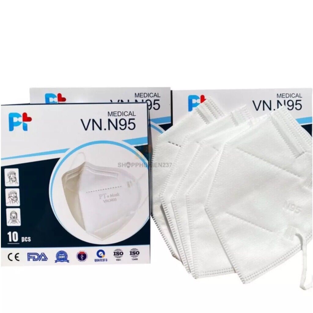 [Hộp 10 cái khẩu trang N95, 4 lớp] khẩu trang PT MASK VN95, N95