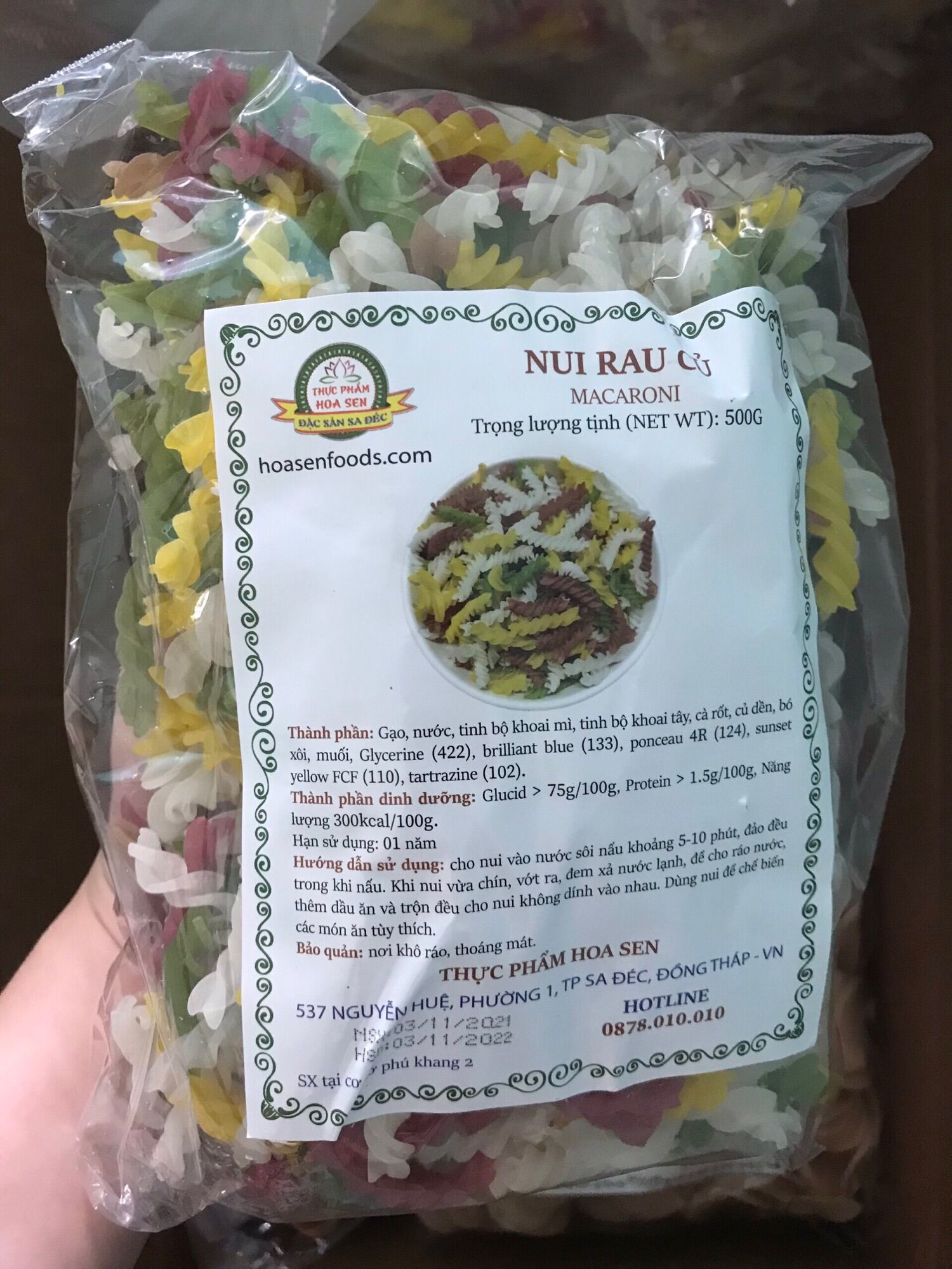 [BD] NUI XOẮN RAU CỦ SA ĐÉC GÓI 500G