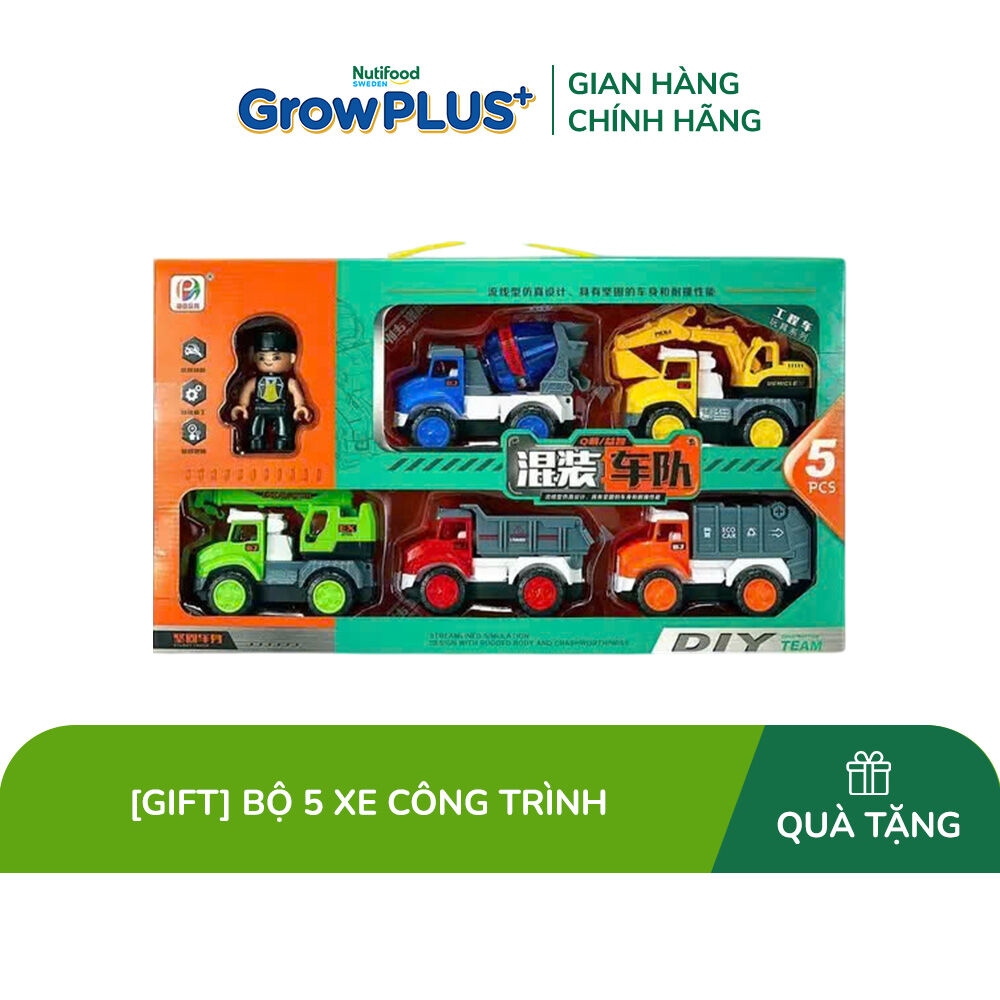[Quà tặng không bán] Đồ chơi trẻ em bằng nhựa: bộ 5 xe công trình