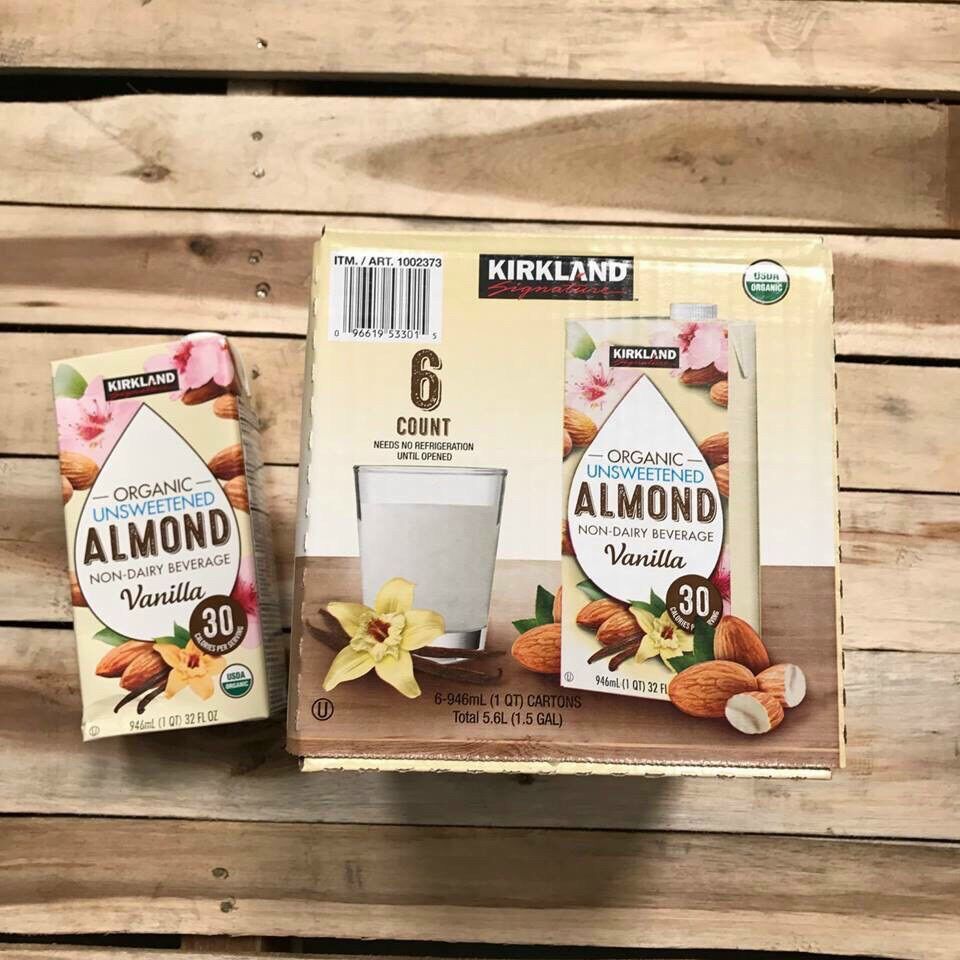 🥛 🌾 Thùng 6 Hộp Sữa Hạnh Nhân Hương Vani Kirkland Organic Unsweetened Almond Non-Dairy Beverage Vanilla 5,676ml 🥔🌾