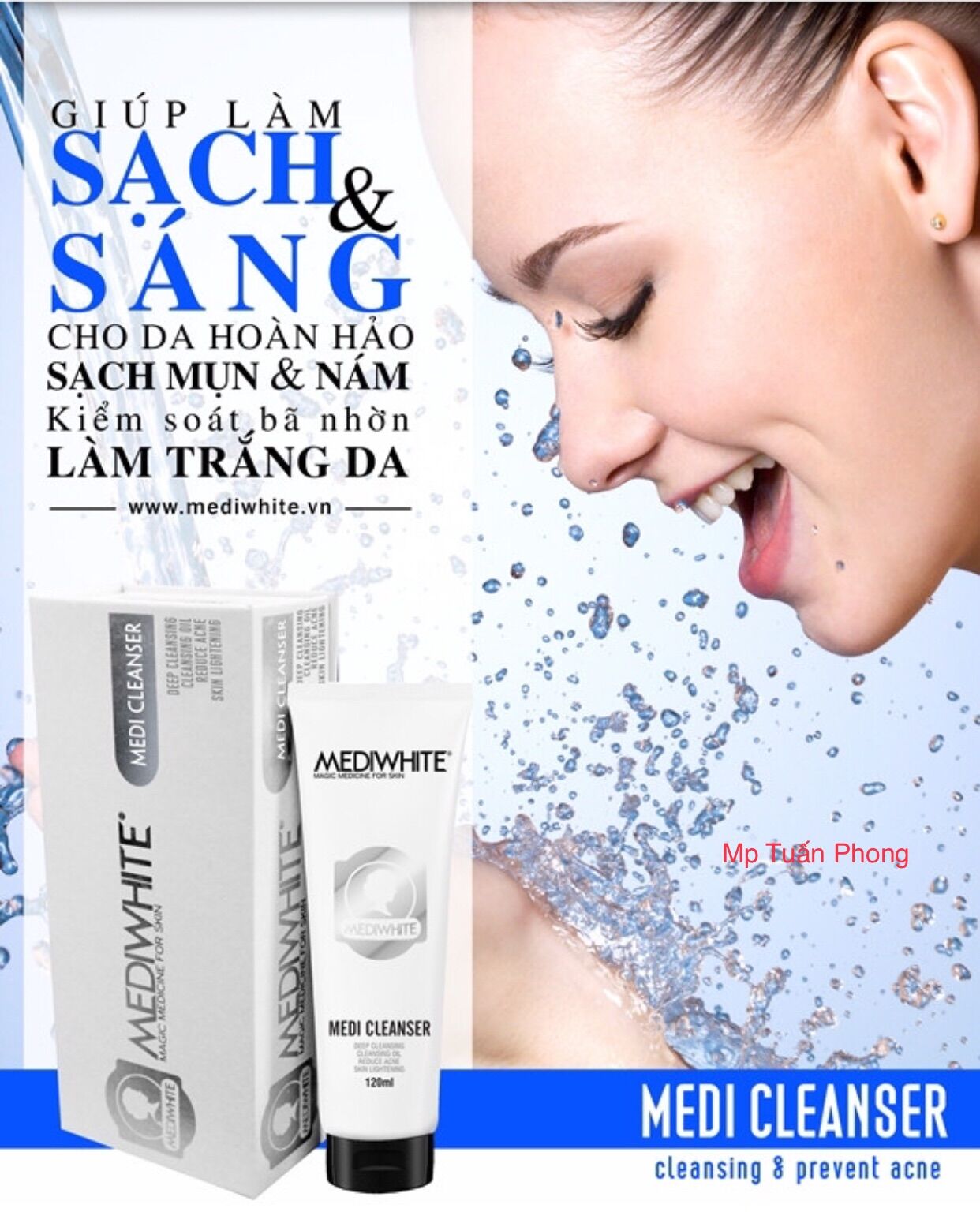 [HCM]Sữa rửa mặt y học ngăn nám mụn làm trắng da Medi Cleanser