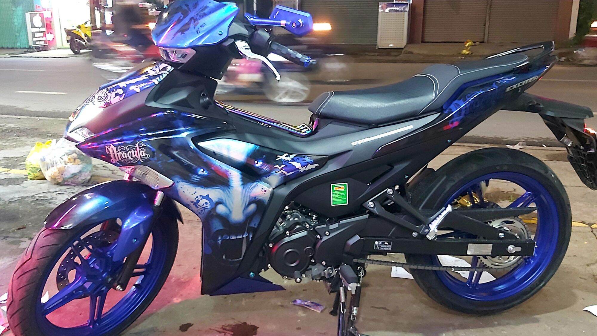 tem chế ex 155 decal candy cao cấp xanh đen bạc